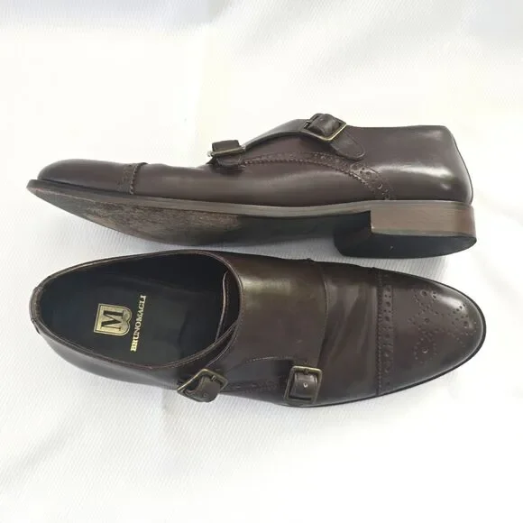 👞 Bruno Magli Alfanzo Shoes – Men's 11M – Dark Brown Monk Strap – Italy Leather - Picture 9 of 11